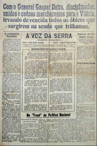 Primeira edição do Jornal A Voz da Serra
